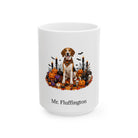 Personalized Harrier dog Halloween mug, 15oz white ceramic, with custom pet name on front
