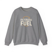 Filterless Fuel Funny Coffee Sweatshirt – Retro Unisex Fleece Crewneck