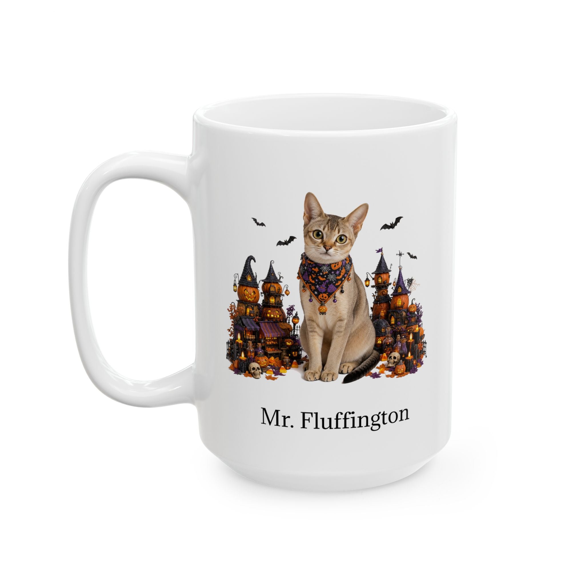 Personalized Singapura Cat Halloween Mug – Custom Pet Name Gift