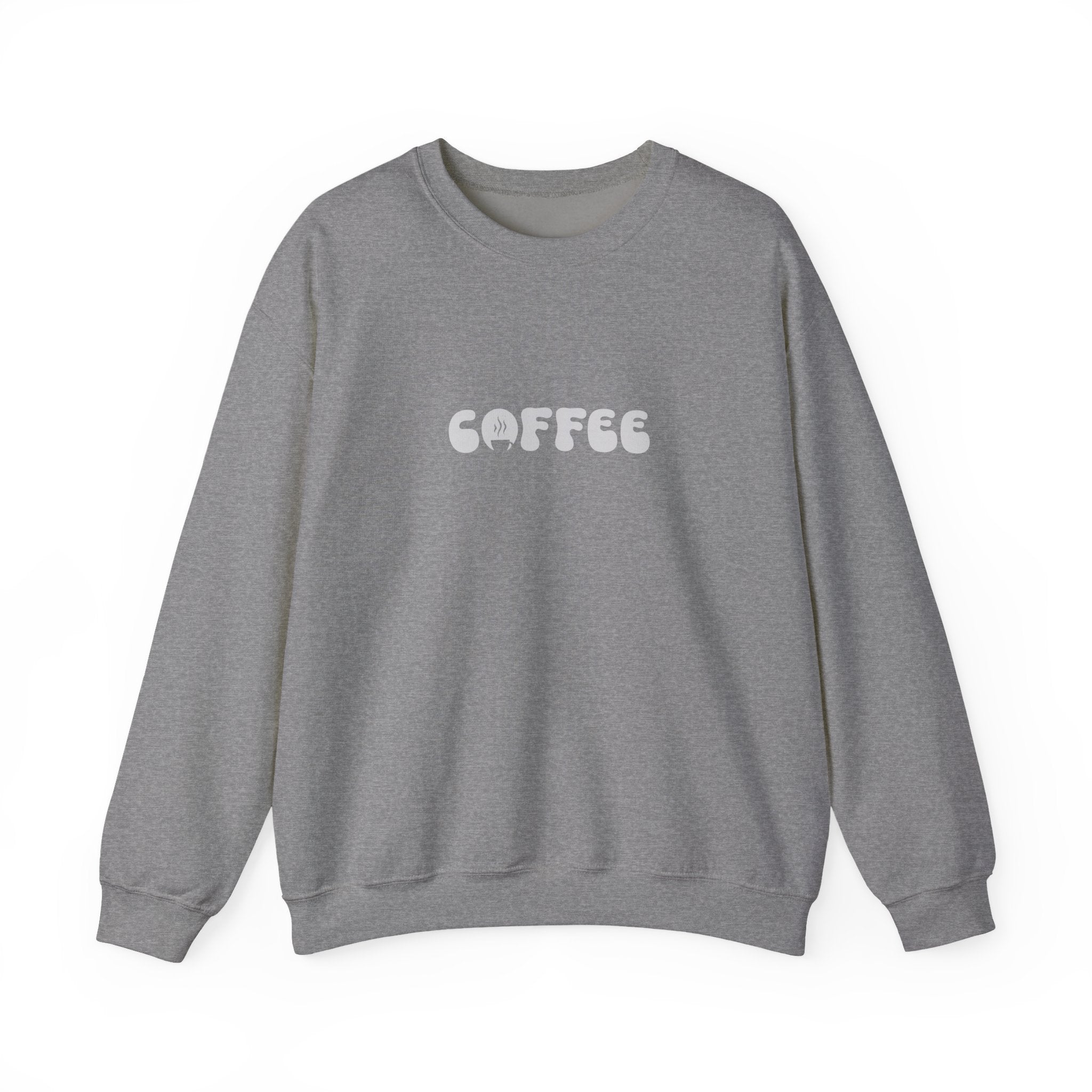 Gildan 18000 Retro Coffee Bubble Font Sweatshirt - Light Grey Crewneck