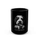 Personalized Old English Sheepdog black ceramic coffee mug with custom dog name