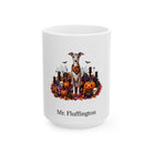 Personalized Italian Greyhound dog Halloween mug, 15oz white ceramic, with custom pet name on front