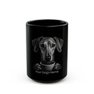 Personalized Azawakh black ceramic coffee mug with custom dog name