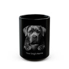 Personalized Cane Corso black ceramic coffee mug with custom dog name