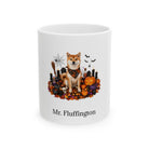 Personalized Shiba Inu dog Halloween mug, 11oz white ceramic, with custom pet name on front