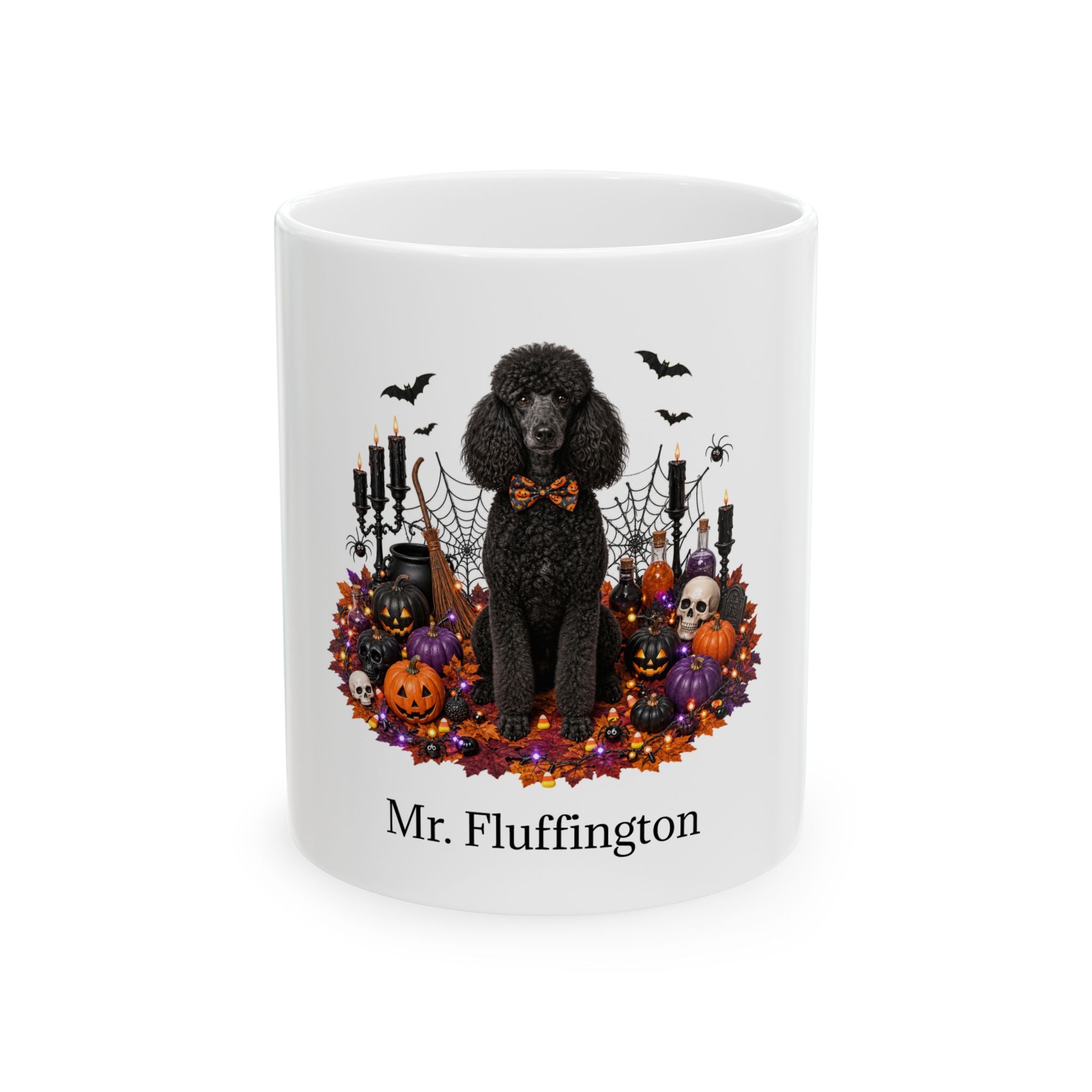 Personalized Poodle Dog Mug – Custom Pet Name Halloween Gift