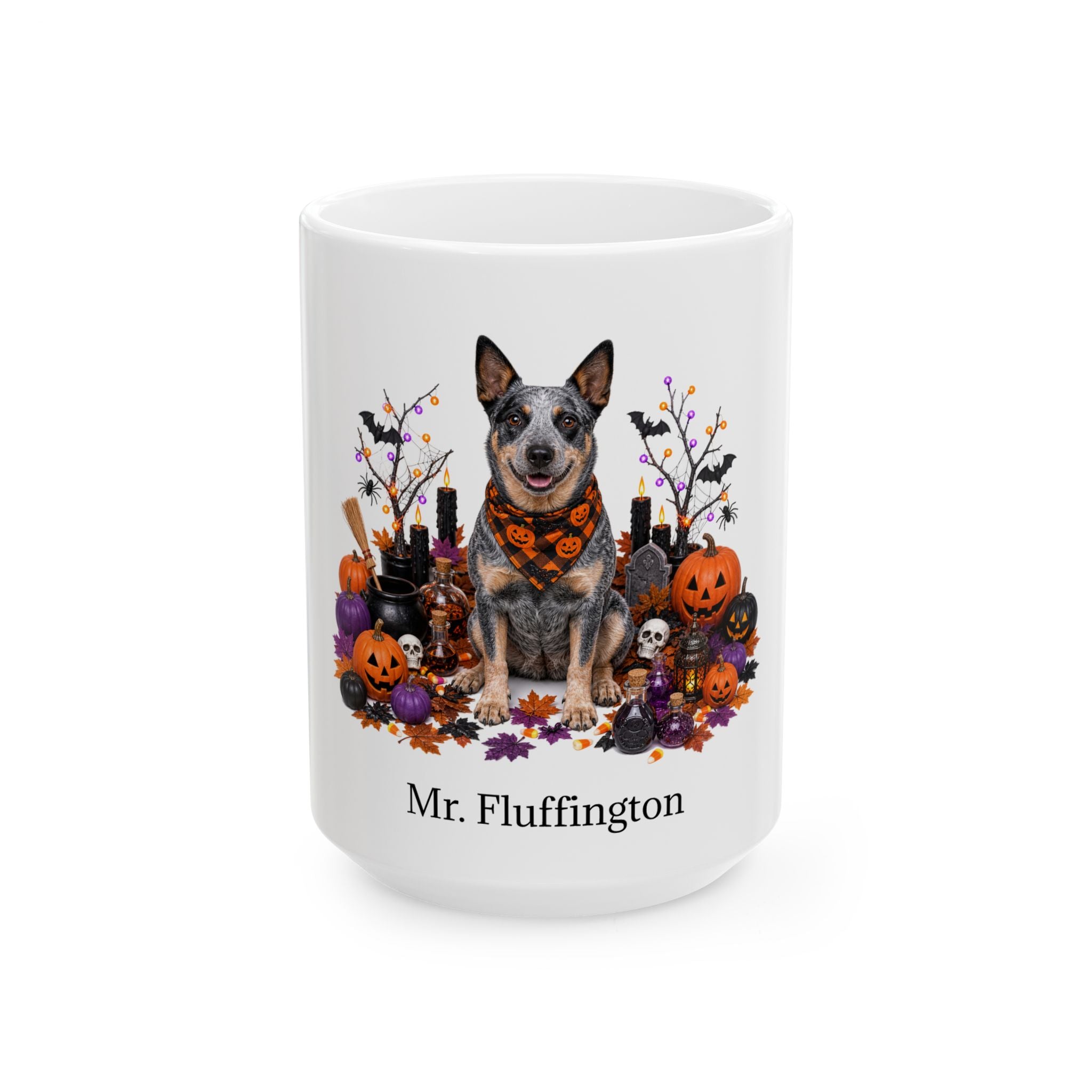 Personalized Australian Stumpy Tail Cattle Dog Halloween mug, alternate product view