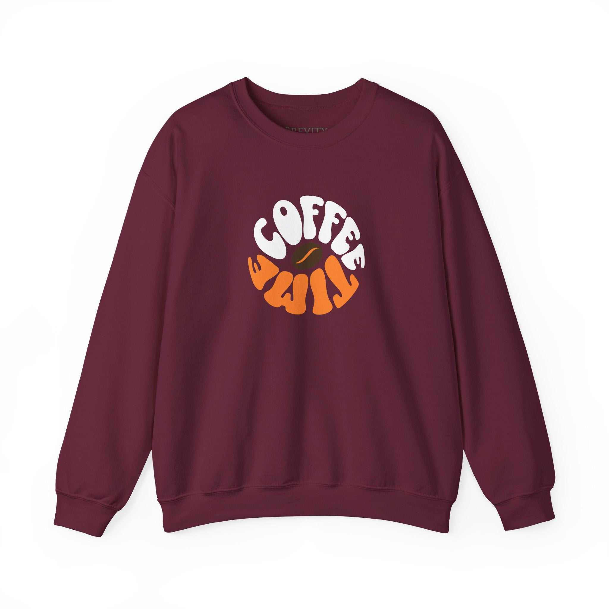 Brevity Brew Retro Coffee Time Sweatshirt – Vintage 70s Brown Unisex Crewneck