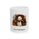 Personalized Colorpoint Shorthair cat Halloween mug, 11oz white ceramic, with custom pet name on front