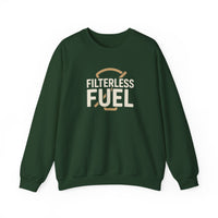 Filterless Fuel Funny Coffee Sweatshirt – Retro Unisex Fleece Crewneck