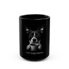 Personalized Toy Fox Terrier black ceramic coffee mug with custom dog name