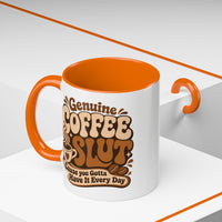 Ceramic Coffee Mug – "Genuine Coffee Slut" Retro Accent (11/15oz)