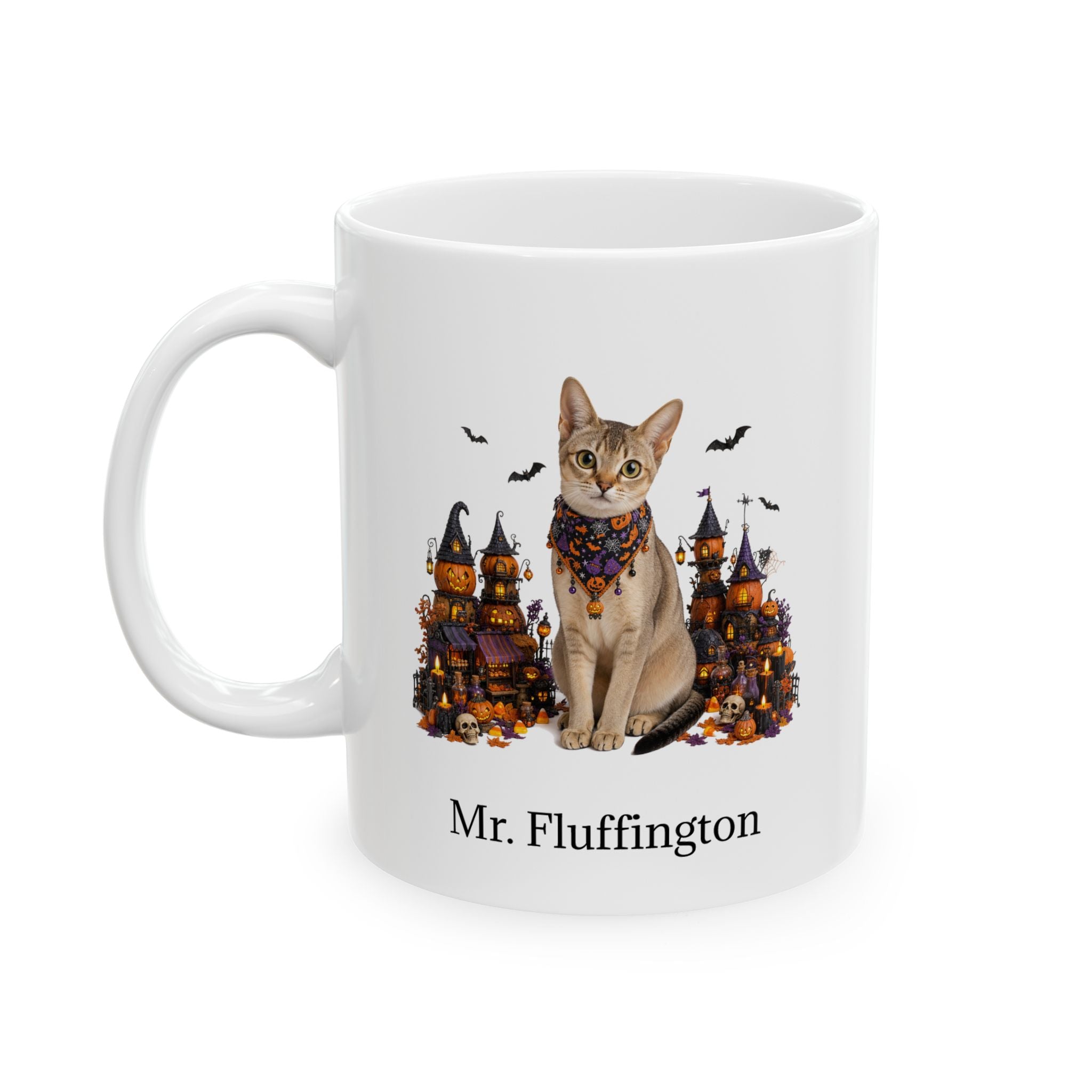 Personalized Singapura Cat Halloween Mug – Custom Pet Name Gift