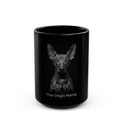 Personalized Xoloitzcuintli black ceramic coffee mug with custom dog name