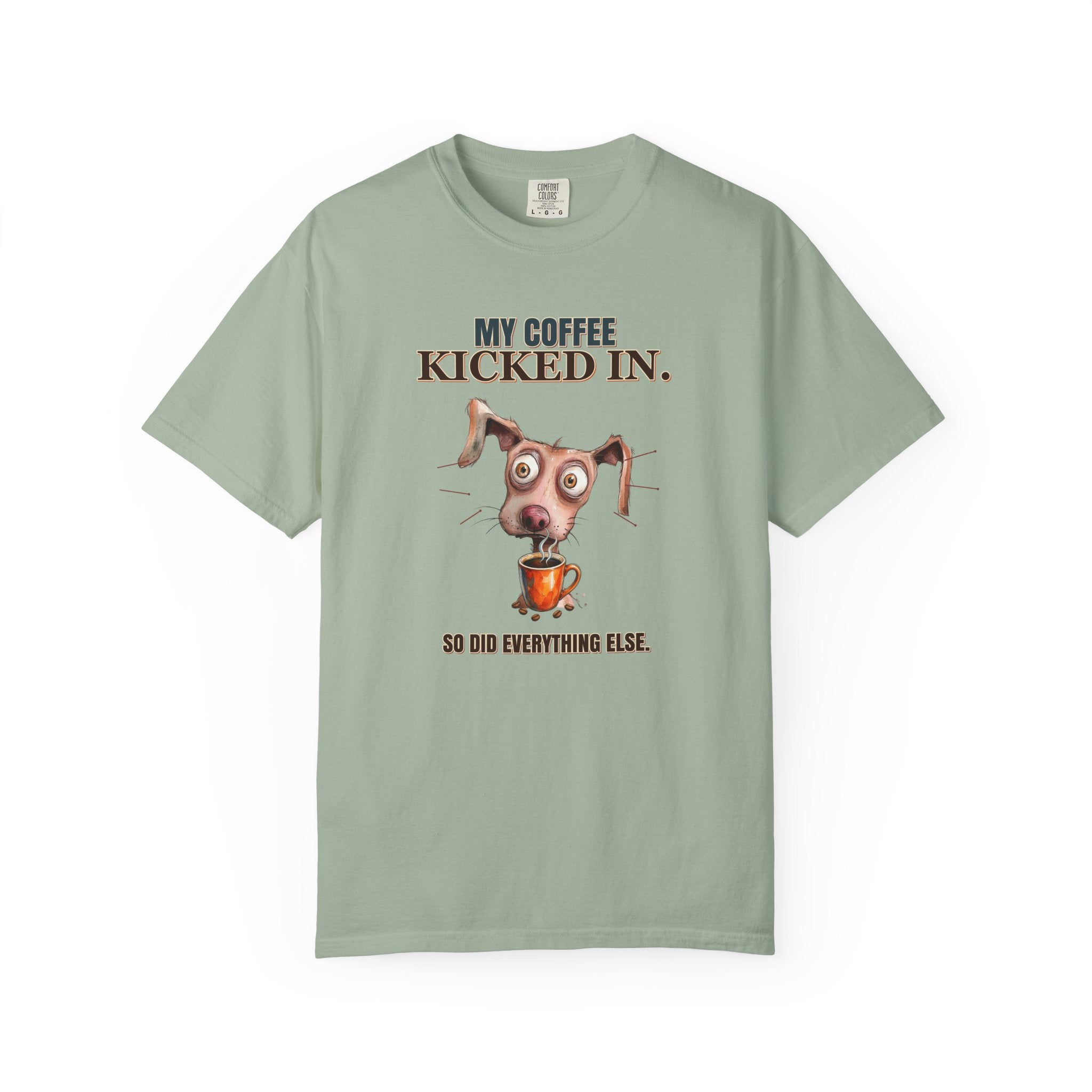 Funny Dog Coffee T-Shirt | Vintage Wash Unisex Cotton Graphic Tee