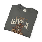 Dark grey cotton t-shirt featuring a distressed graphic of a mouse in a cowboy hat riding a donkey.