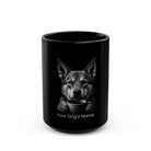 Personalized Carpathian Dingo black ceramic coffee mug with custom dog name