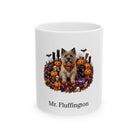 Personalized Cairn Terrier dog Halloween mug, 15oz white ceramic, with custom pet name on front