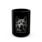 Personalized Greenland Dog black ceramic coffee mug with custom dog name