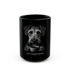 Personalized Wirehaired Pointing Griffon black ceramic coffee mug with custom dog name