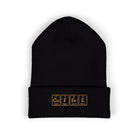 Black cuffed beanie with "COFFEE" spelled out using periodic table elements.