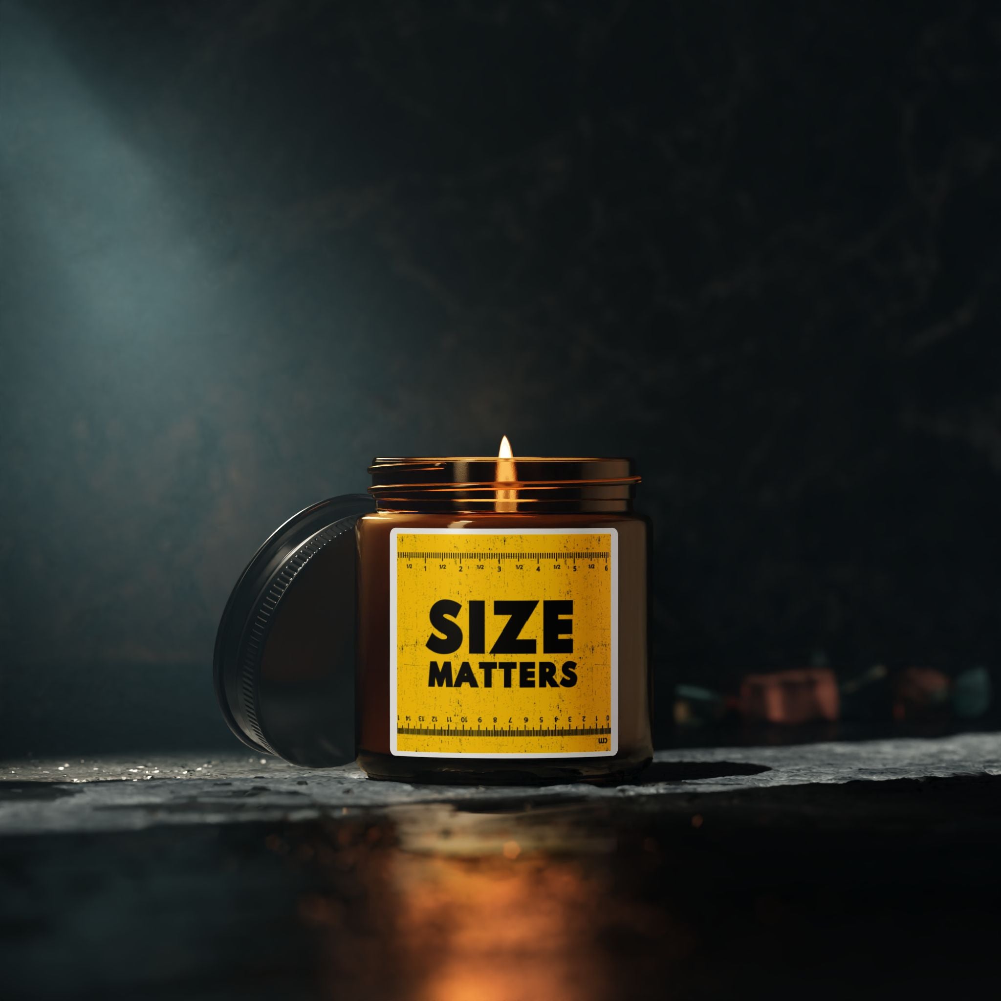 Funny Size Matters Candle | Measuring Tape Gag Gift for Him | Humorous Scented Soy Candle