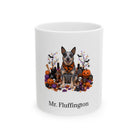 Personalized Australian Stumpy Tail Cattle Dog Halloween mug, 15oz white ceramic, with custom pet name on front