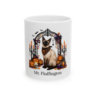 Personalized Siamese cat ceramic coffee mug with Halloween artwork and custom name — image 2