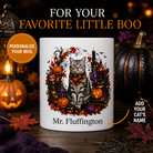Personalized American Shorthair Cat Halloween Mug – Custom Name Gift – front view with no handle