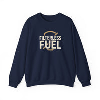 Filterless Fuel Funny Coffee Sweatshirt – Retro Unisex Fleece Crewneck