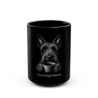 Personalized Scottish Terrier black ceramic coffee mug with custom dog name