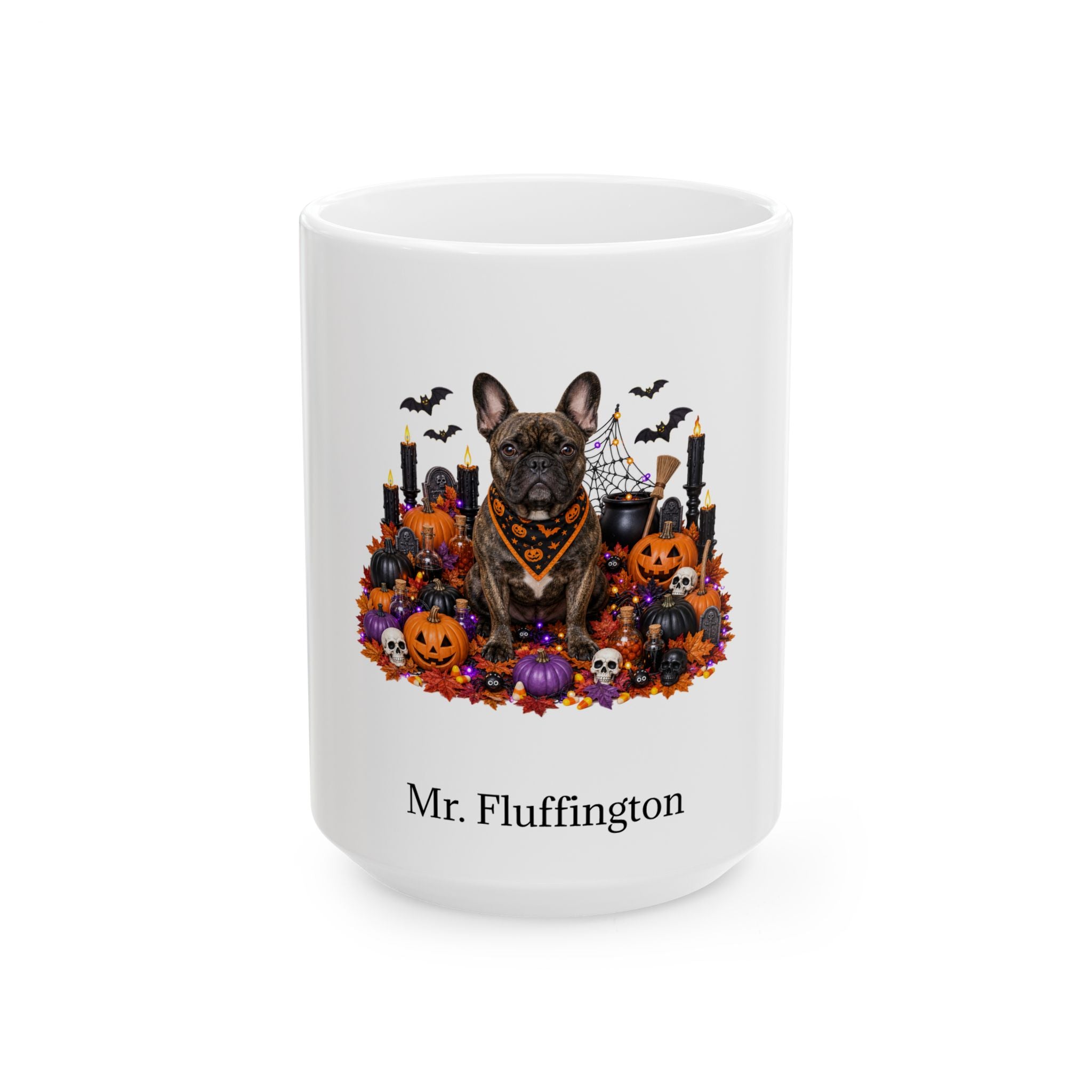 Personalized French Bulldog Mug – Custom Pet Name Halloween Gift