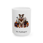Personalized American Staffordshire Terrier dog Halloween mug, 11oz white ceramic, with custom pet name on front