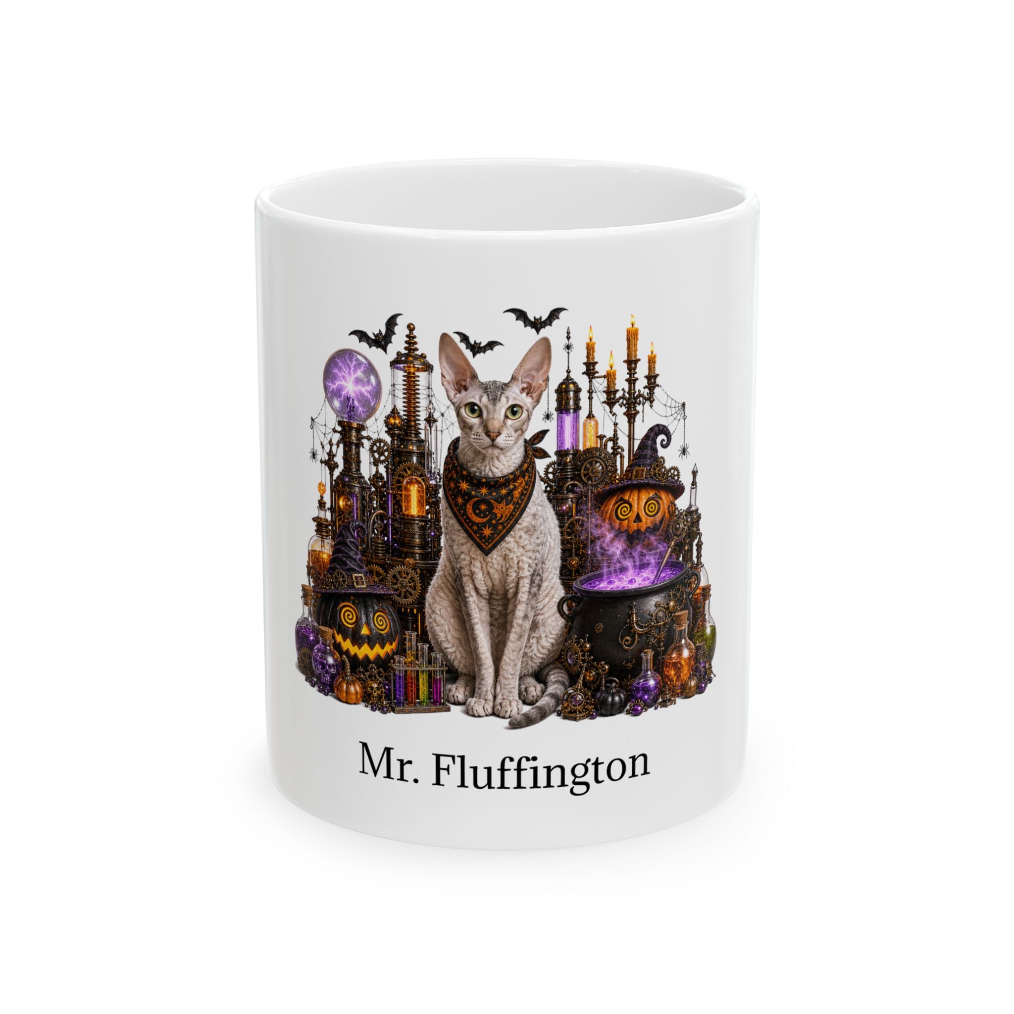 Personalized Cornish Rex Cat Halloween Mug – Custom Name