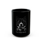 Personalized Japanese Akita black ceramic coffee mug with custom dog name