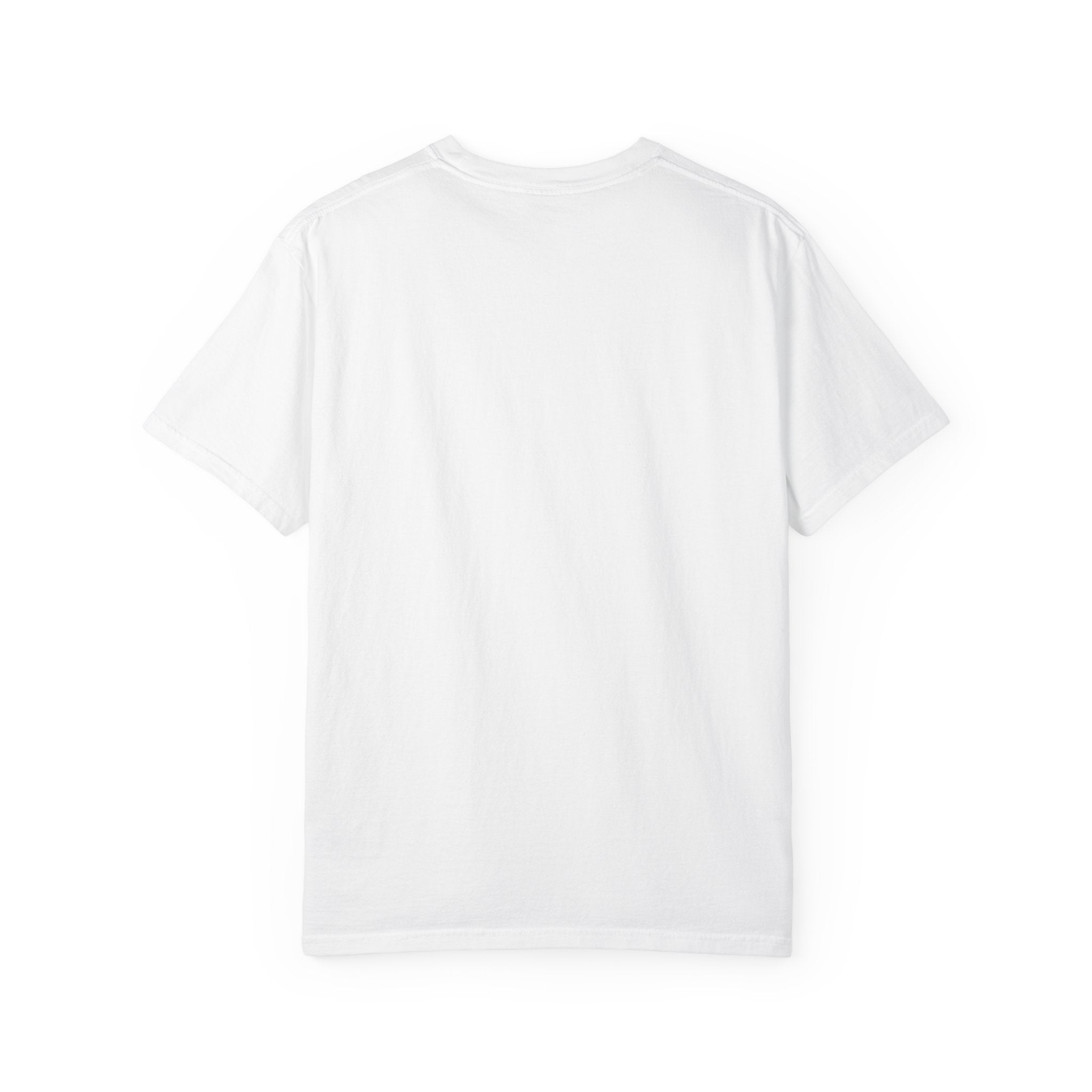 Back view of a plain white Comfort Colors 1717 unisex cotton t-shirt.