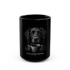 Personalized Flat-Coated Retriever black ceramic coffee mug with custom dog name