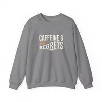Caffeine & Zero Regrets Funny Coffee Sweatshirt | Gildan 18000 Crewneck