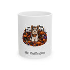 Personalized Biewer Terrier dog Halloween mug, 15oz white ceramic, with custom pet name on front