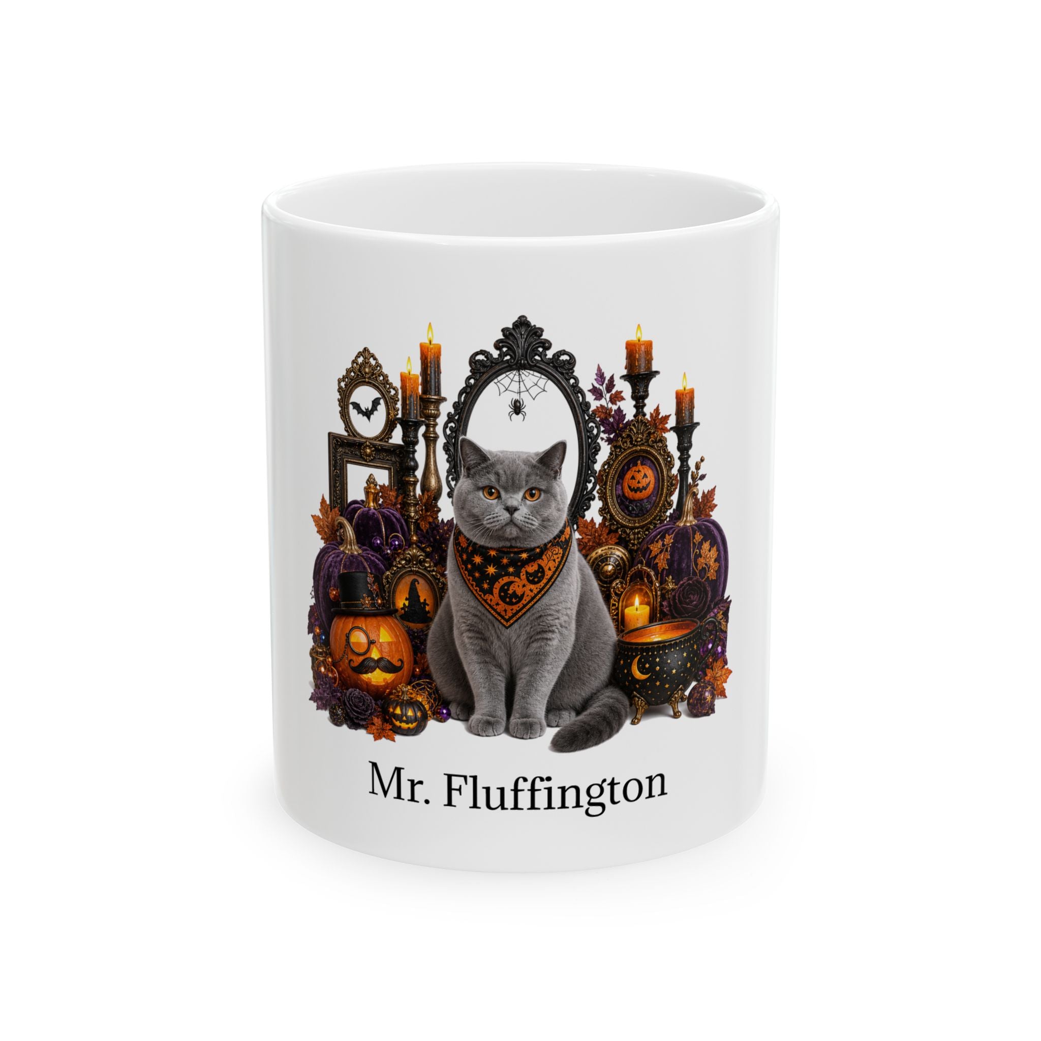 Personalized British Shorthair Cat Halloween Mug – Custom Name