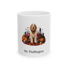 Personalized Spinone Italiano dog Halloween mug, 11oz white ceramic, with custom pet name on front