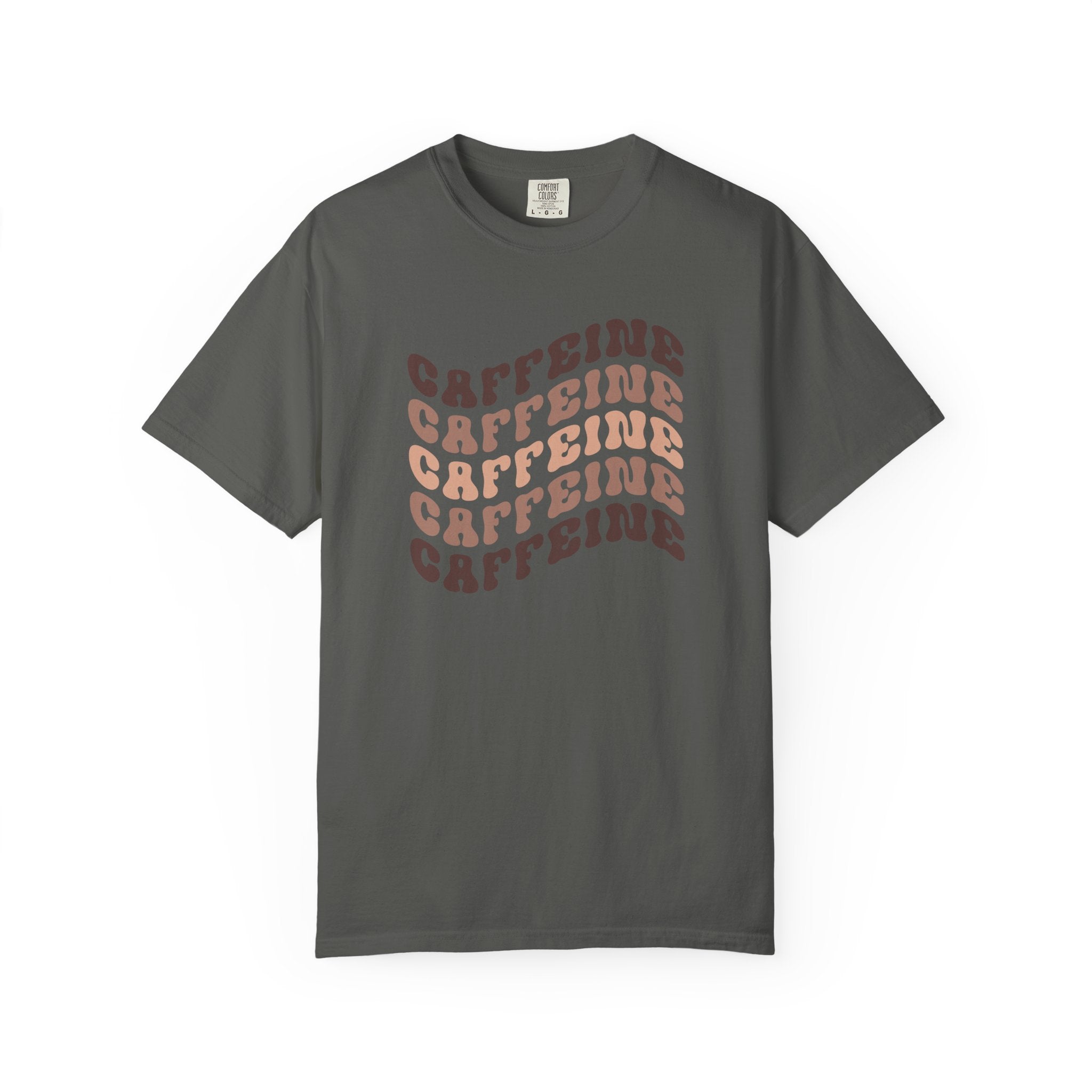 Caffeine Wave T-Shirt | Retro Caffeine Wave T-Shirt | Comfort Colors 1717 | Wavy Text Coffee Lover Gift