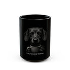 Personalized Dachshund black ceramic coffee mug with custom dog name