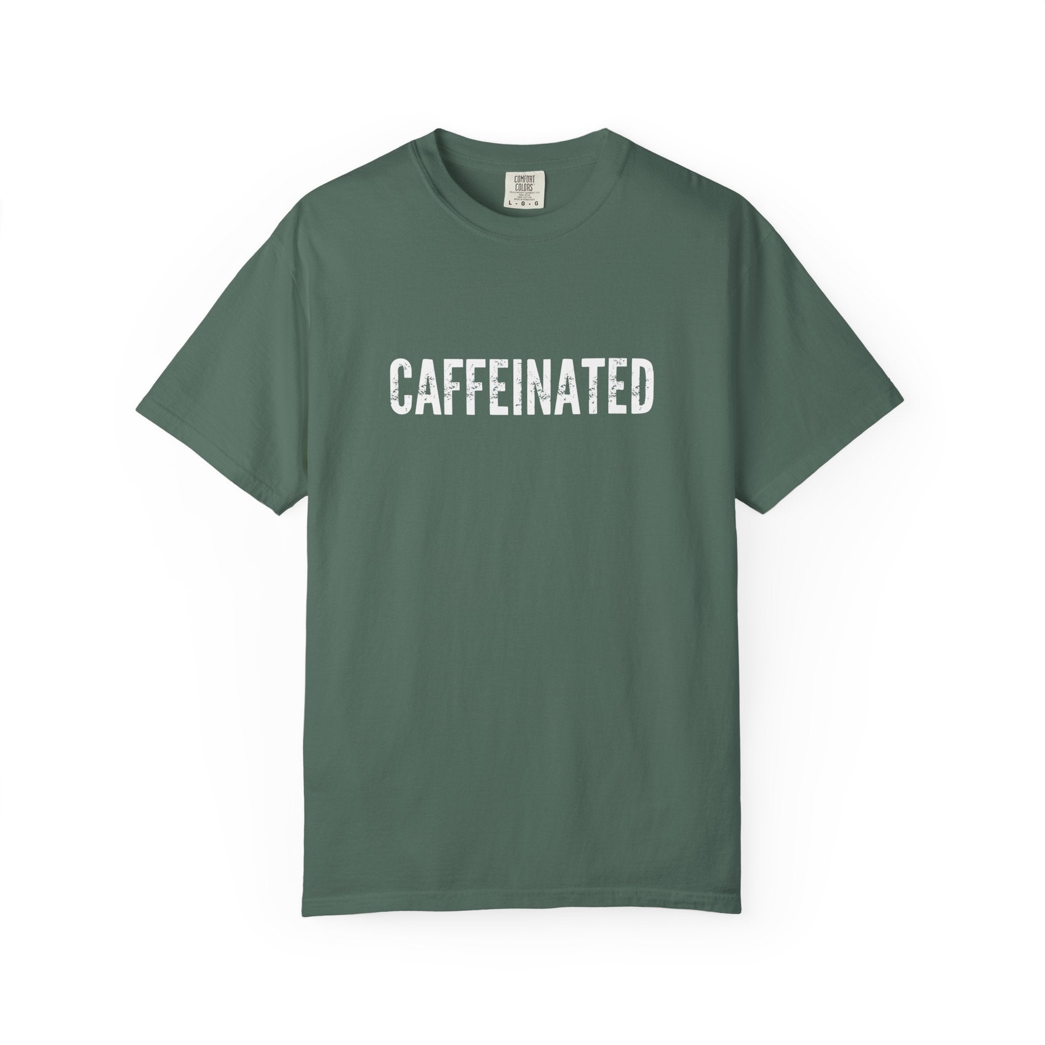 Caffeinated T-Shirt | Comfort Colors 1717 | Minimalist Coffee Box Logo Tee