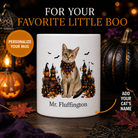 Personalized Singapura Cat Halloween Mug – Custom Pet Name Gift – front view with no handle