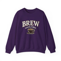 Brew Good Vibes Coffee Sweatshirt – Vintage Unisex Cotton Blend Crewneck