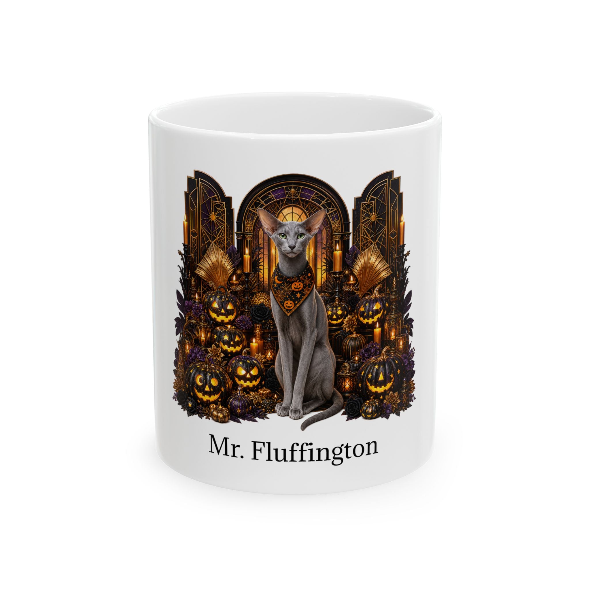 Personalized Oriental Shorthair Cat Halloween Mug – Custom Name