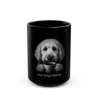 Personalized Goldendoodle black ceramic coffee mug with custom dog name