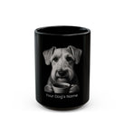 Personalized Sealyham Terrier black ceramic coffee mug with custom dog name