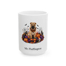 Personalized Shar-Pei dog Halloween mug, 11oz white ceramic, with custom pet name on front